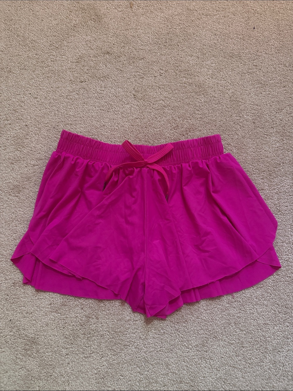 Gianni Bini Hot Pink Layered Drawstring Skort-Style Shorts